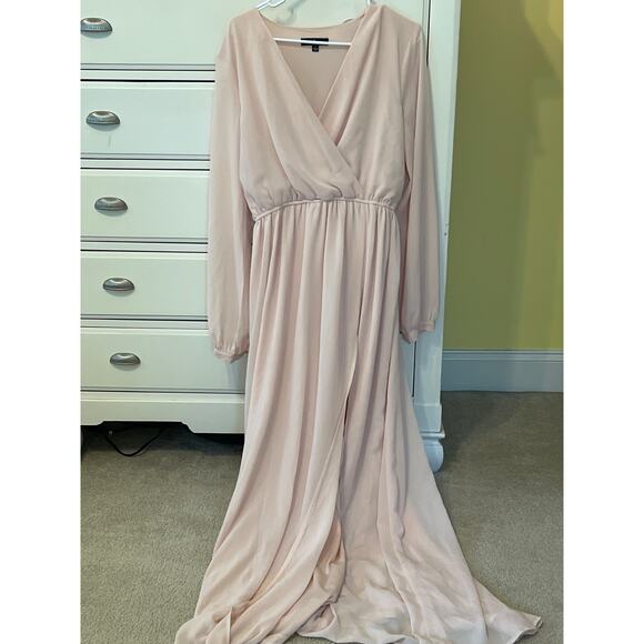 Lulus Wonderous Water Lilies Blush Pink Maxi Dress Indie Boho Size Large Cottage - Picture 2 of 6